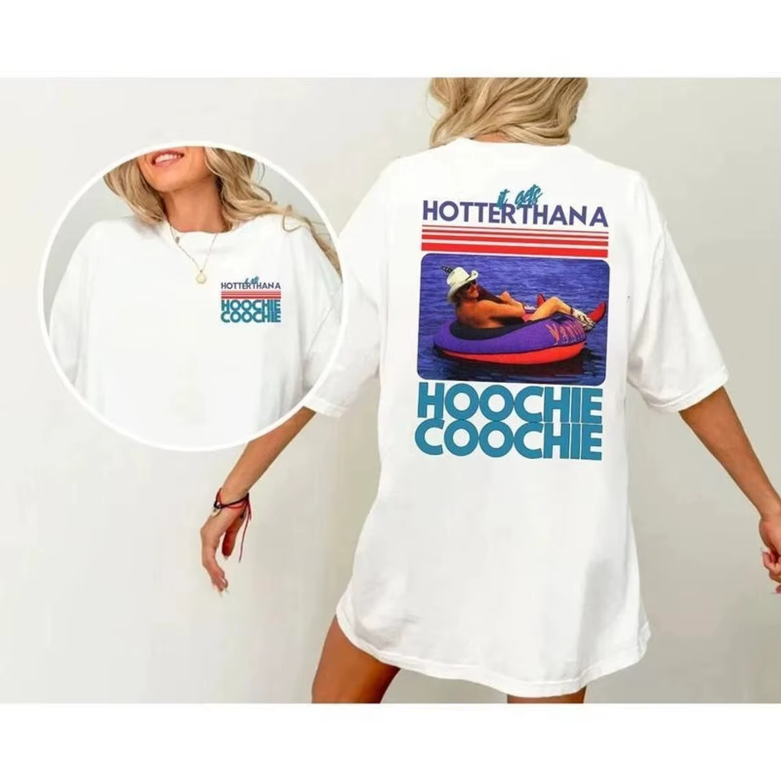 Plus chaud que un T-shirt Hoochie Coochie, Meme chemise de vacances d'été T-shirt graphique chemise 