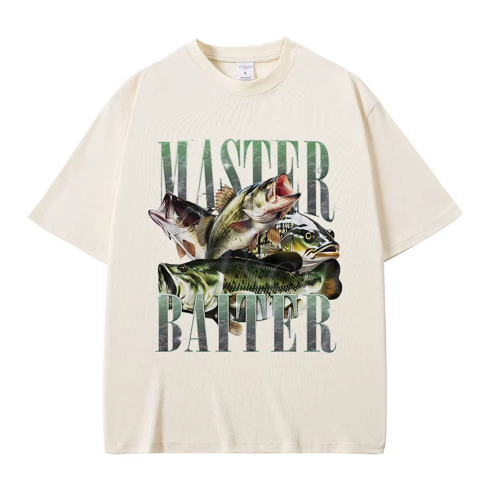 Master Baiter Bass Fishing Fisher drôle Meme graphique T-shirts hommes décontracté coton t-shirt à m
