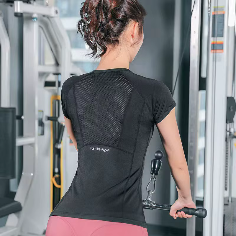 T-shirt de yoga pour femmes, vêtements de sport, haut de fitness, vêtements de course, grande taille