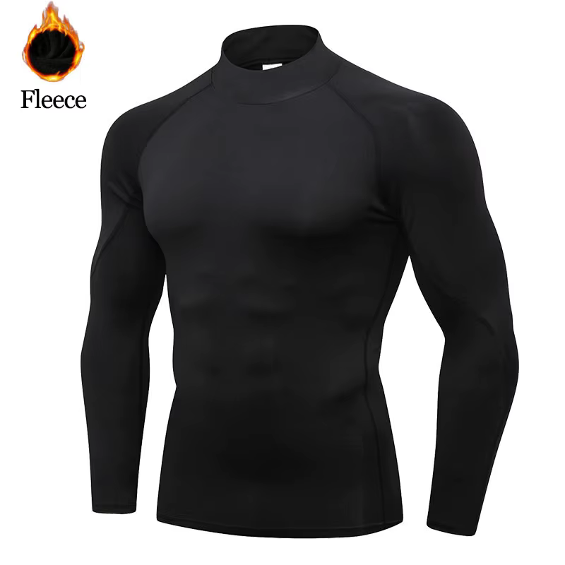 T-shirt d'hiver pour hommes polaire rapide chemise de course chaude à manches longues haut de Compre