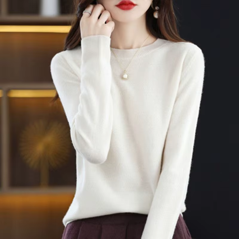 Femmes pull col rond automne hiver basique pull chaud décontracté Pulls pulls coréen à manches longu