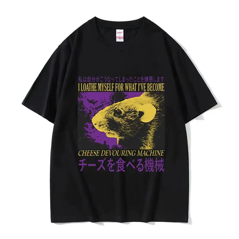 T-shirt col rond pour hommes, humoristique, avec image de Rat japonais, Vintage, à la mode, surdimen