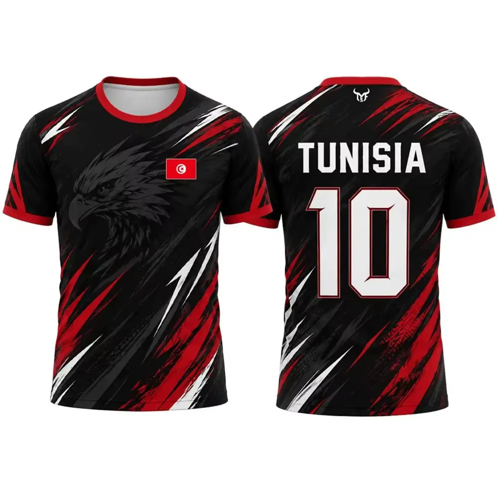 Maillot imprimé drapeau tunisien, impression 3D, respirant, séchage rapide, style familial pour enfa
