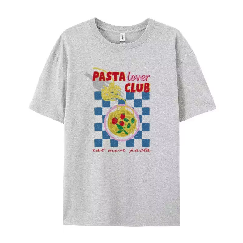 T-shirt à manches courtes Pasta Lover Club pour femme, haut esthétique rétro, t-shirts graphiques, n