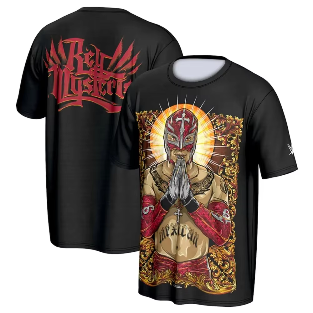 T-shirt d'été pour hommes et enfants, impression 3D, célèbre lutteur Rey Mysterio, col rond, style s