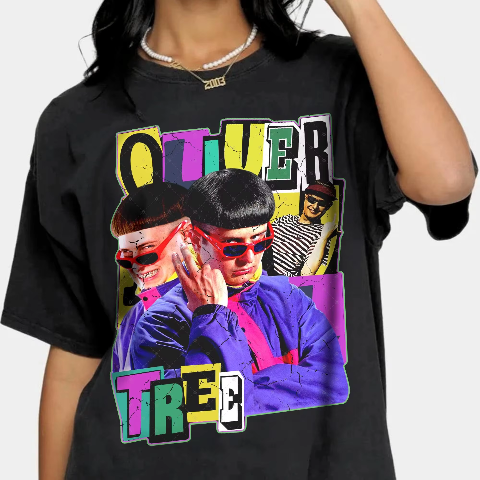 T-shirt unisexe Oliver Tree à motifs rétro vintage, nouvelle collection été 2026, 100% coton, mode s