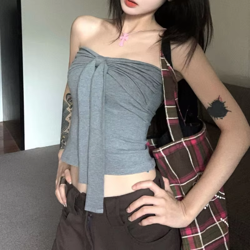 Débardeur sans manches pour femmes, haut court avec nœud Slim, Sexy, Tube, vêtements à la mode, Stre