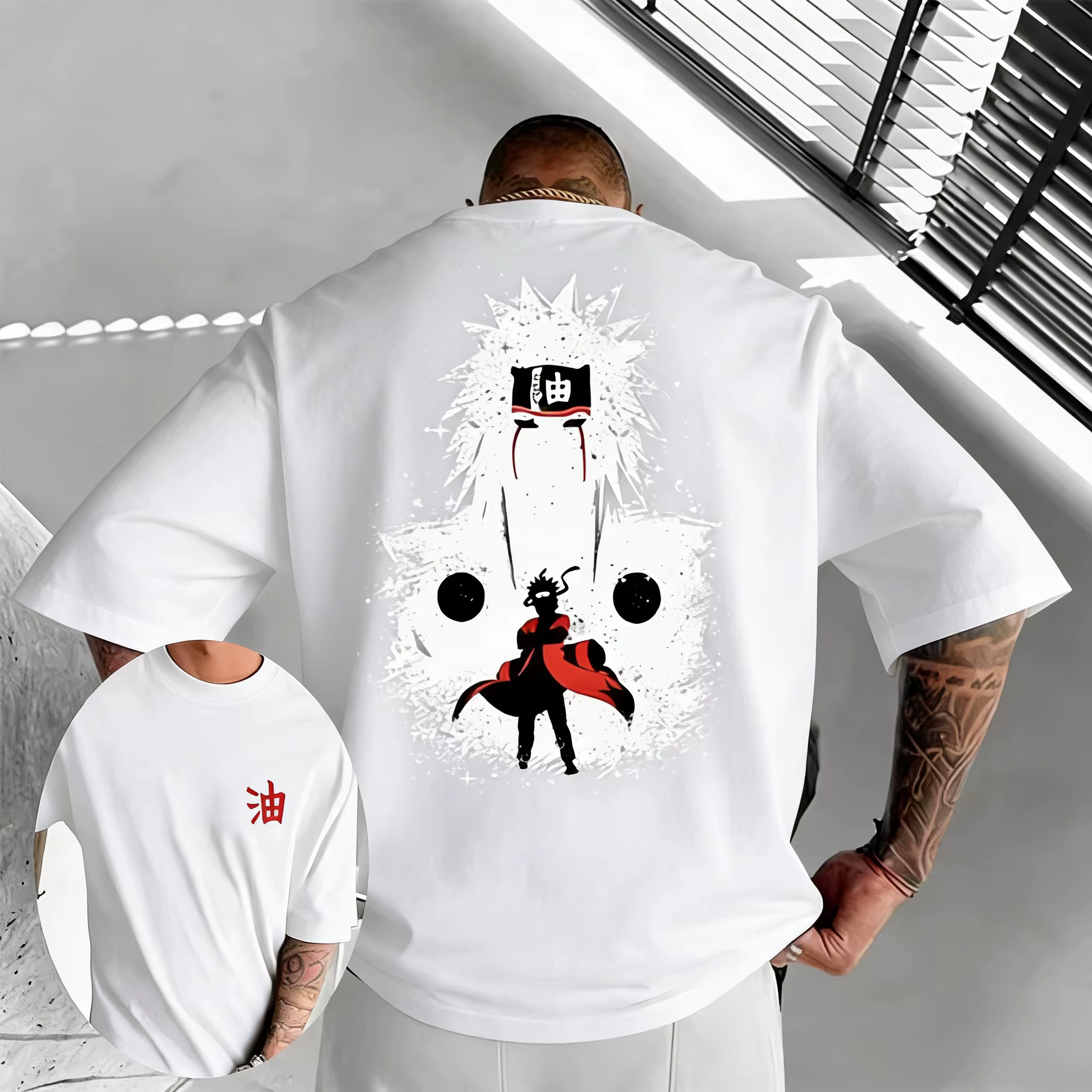 T-shirt Naruto Jiraiya Hero Story Style pour hommes, motif Anime imprimé, manches courtes, mode, hau