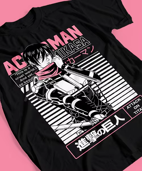 T-shirt de l'Animé Attaque des Titans Mikasa Ackerman Batalla, Final
