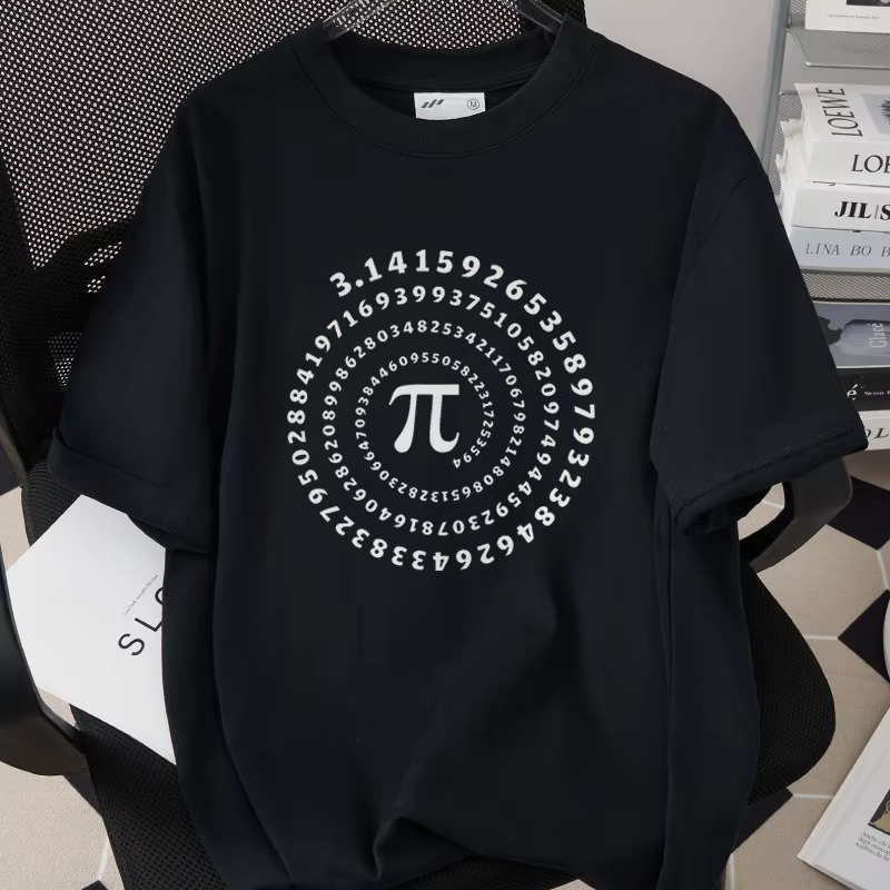 Math Pi Symbol T-shirt à manches courtes noir formule mathématique Science neutre décontracté polyva