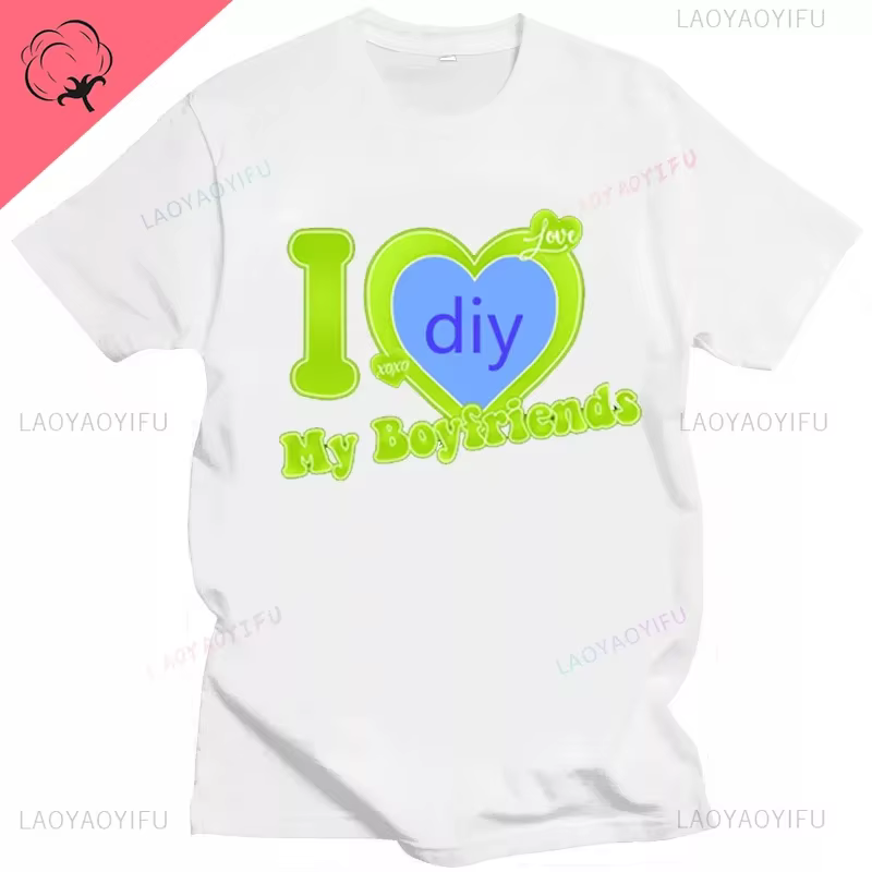 Bricolage personnaliser imprimé Streetwear Couple T-shirt j'aime mon petit ami petite amie personnal
