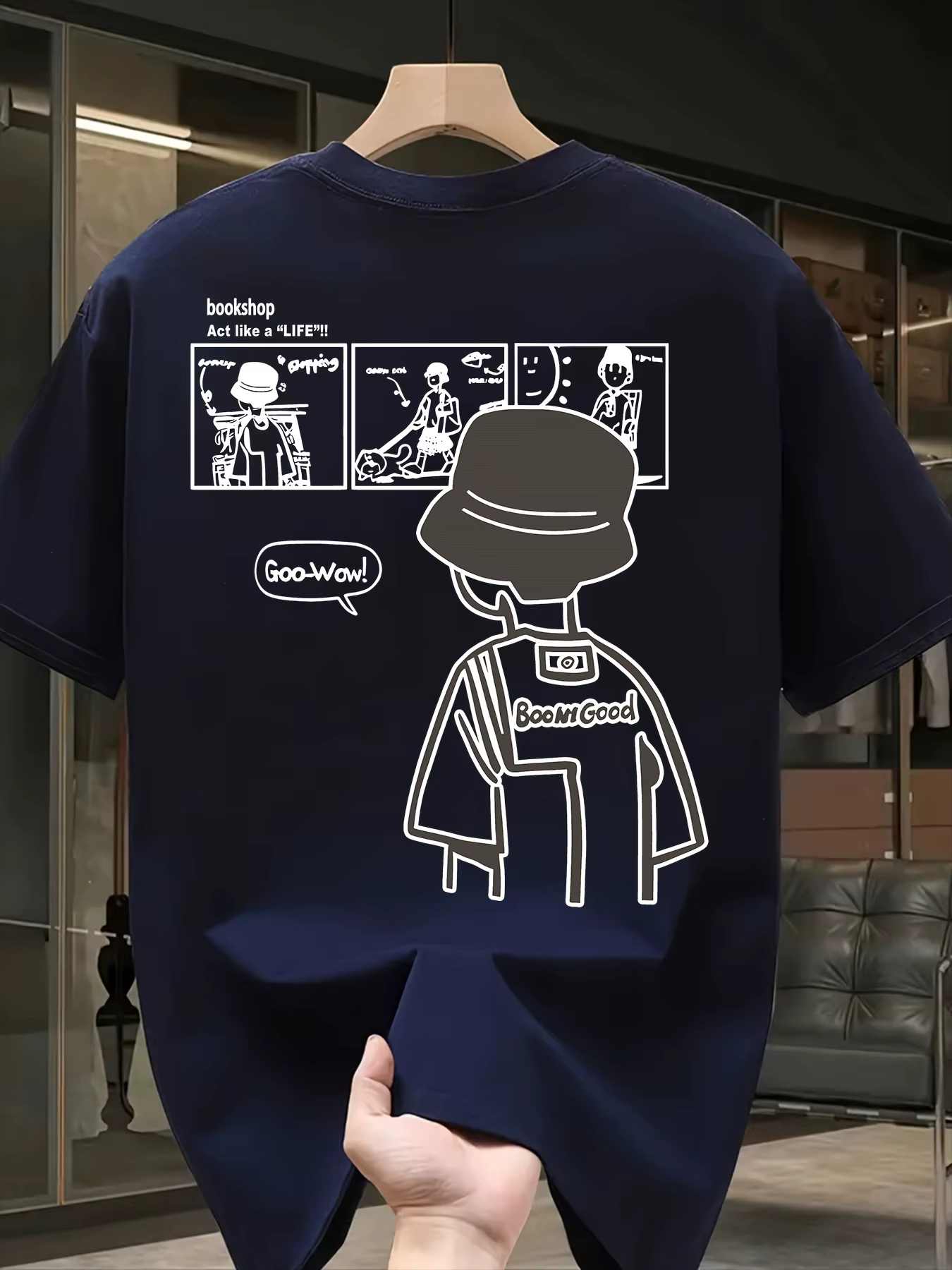 T-shirt décontracté pour homme 100% coton à manches courtes avec col rond, design tendance, polyvale