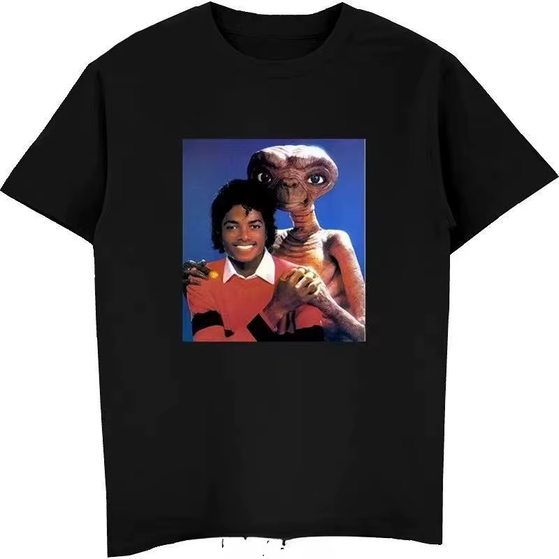 T-shirt Michael Jackson et E.T pour femmes et hommes, t-shirts graphiques rétro amusants, mode d'été