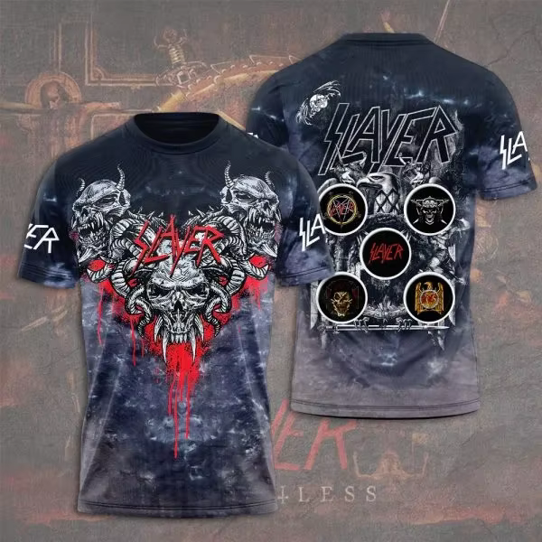T-shirt pour homme tendance, groupe de rock Slayer, t-shirts imprimés en 3D, homme femme, hip hop, m