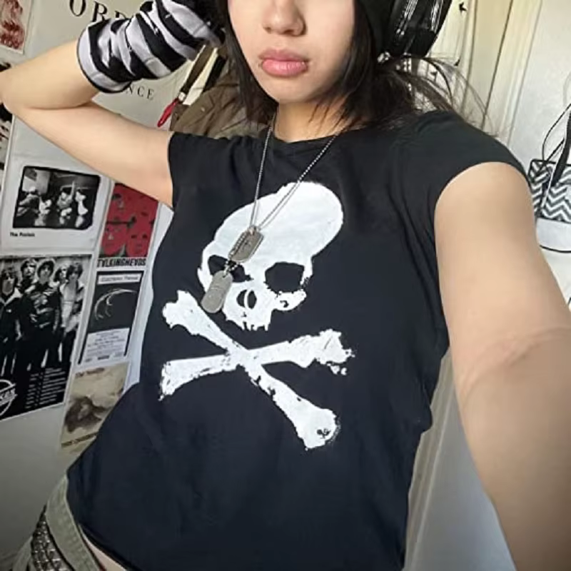 T-Shirt manches courtes pour femmes, Streetwear, estival et décontracté, Vintage, Grunge, Y2k, Slim,