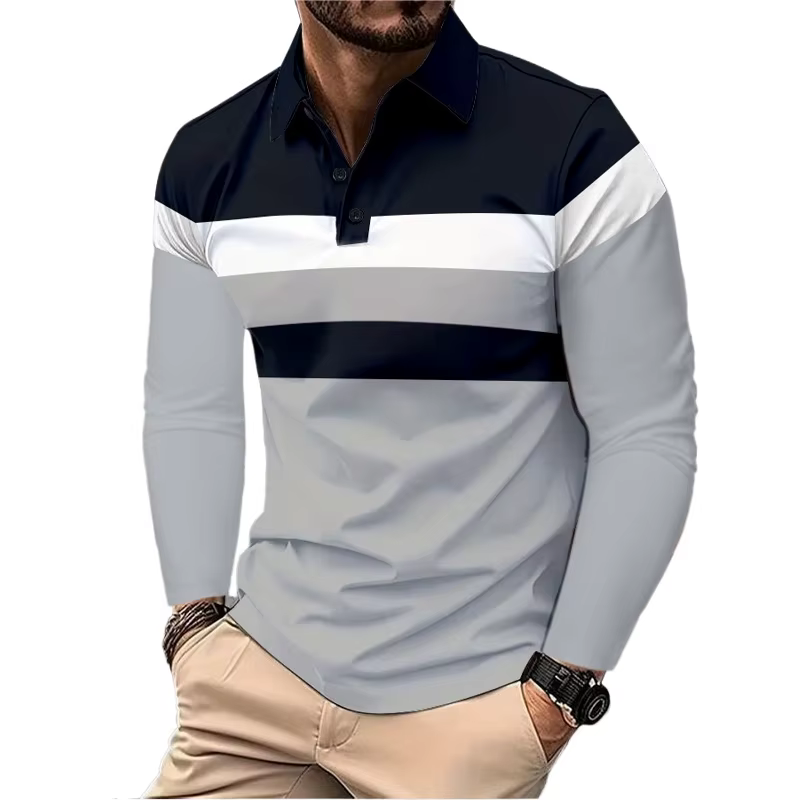 Nouveaux vêtements de survêtement hommes à manches longues revers chemises respirantes pour hommes P