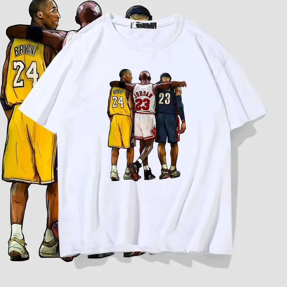 T-shirt d'été à manches courtes pour enfants Kobe Bryant, design Lebron James, photo de groupe de ba