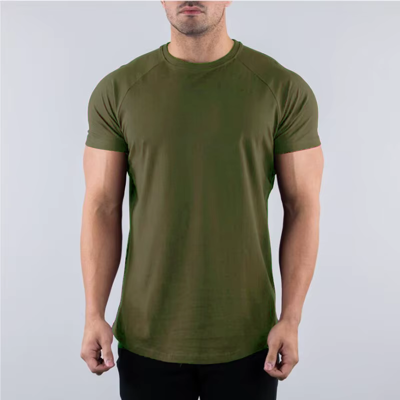Hommes été maigre T-Shirt style décontracté à manches courtes t-shirt mâle gymnase Fitness Sport cou