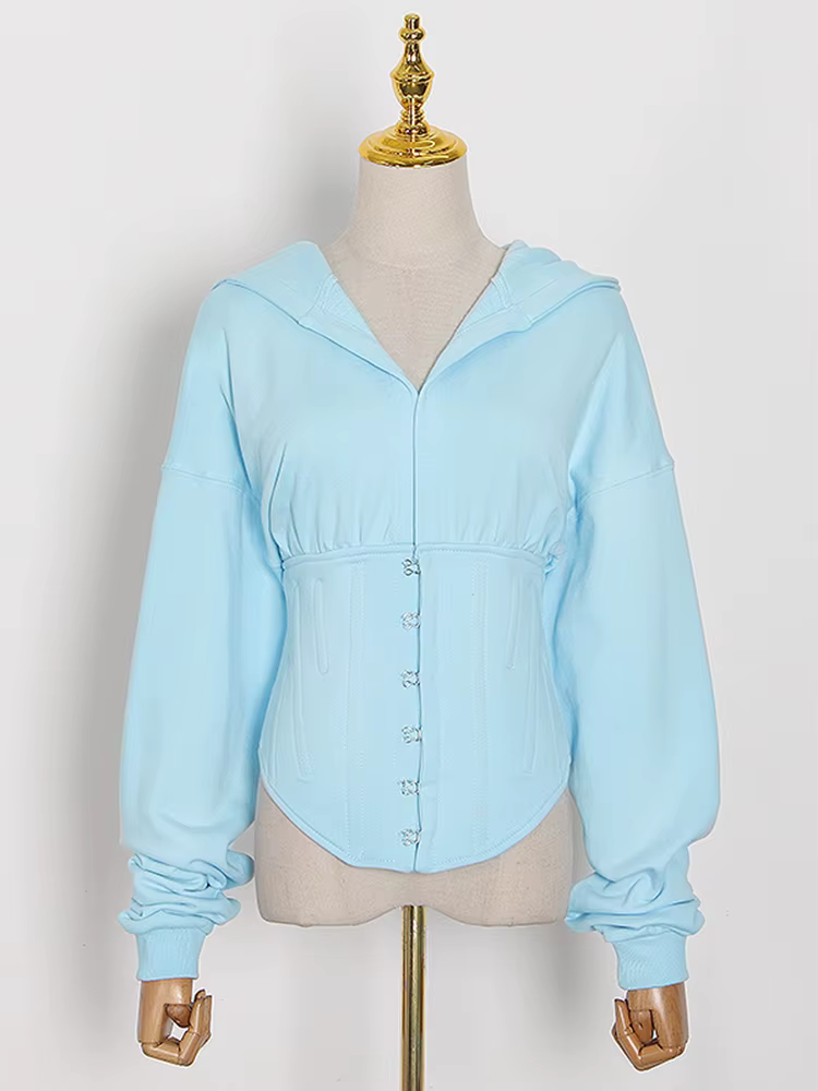 TWOTWurea YLE-Sweat-shirt à Capuche et Manches sulfpour Femme, Couleur Unie, Style Coréen, Simple Bo