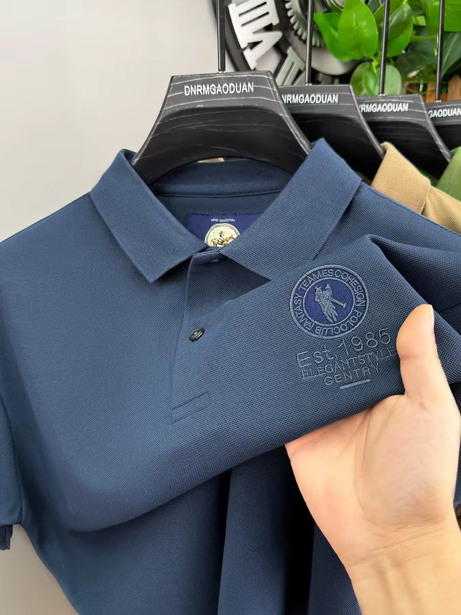 Marque de luxe badge broderie polo à manches courtes hommes haut d'été à la mode respirant léger con