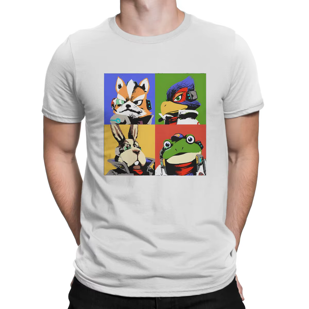 T-shirt à manches courtes et col rond Star Warhol Fox Game pour homme, tissu drôle, cadeaux d'annive