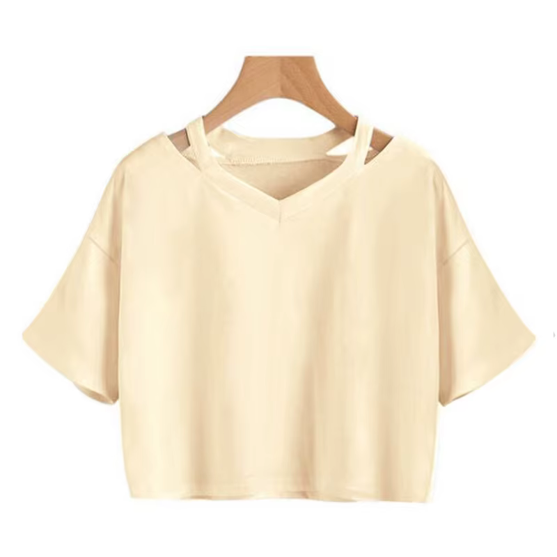 Crop tops Y2k pour femmes, t-shirt court à manches courtes à col en V avec imprimé graphique, t-shir