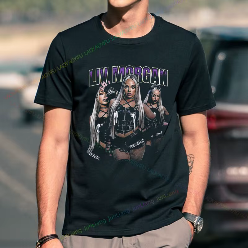 Liv Morgan T-shirt imprimé lutte pour femme - Tendance pour homme et femme - Haut unisexe à manches 