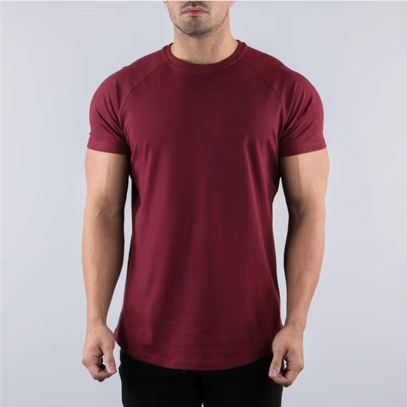 Hommes été maigre T-Shirt style décontracté à manches courtes t-shirt mâle gymnase Fitness Sport cou