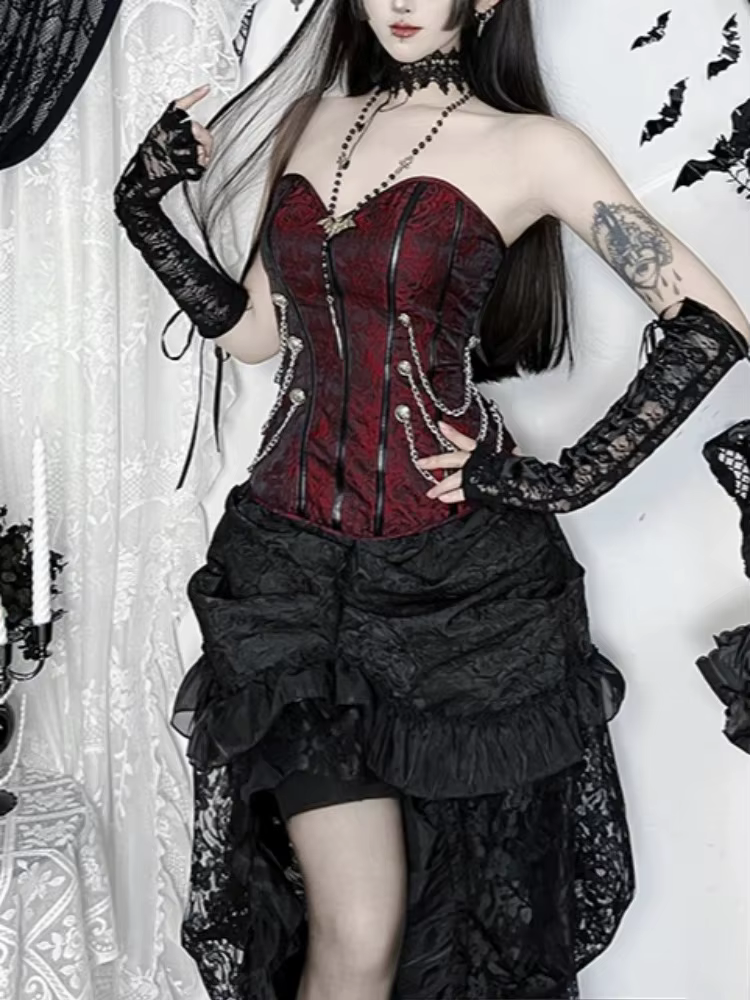 AltGoth Cyber Punk gothique gilet femmes Vintage Streetwear Harajuku Y2k e-girl Emo Grunge chaîne Pa