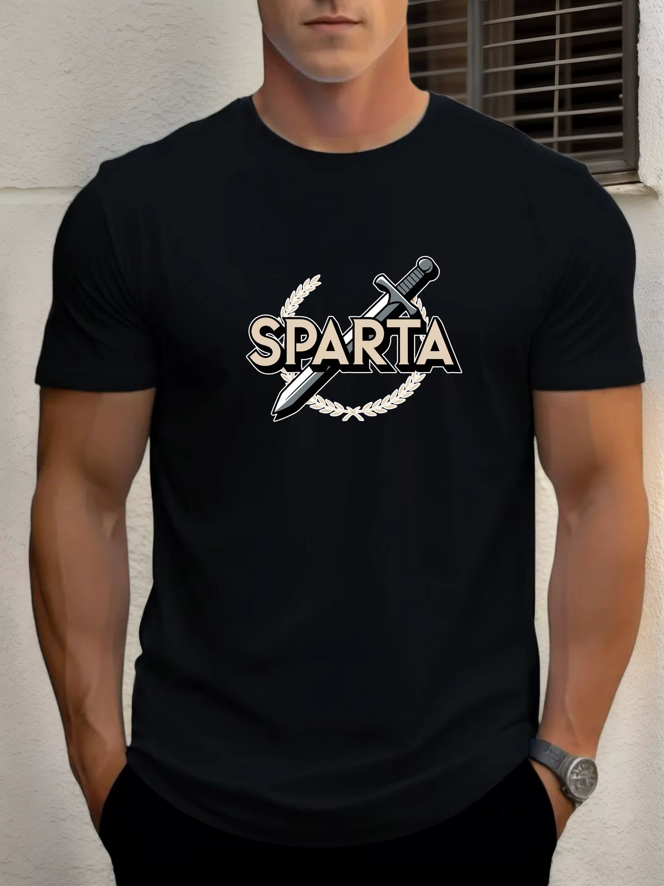 T-shirts pour hommes spartiate 100 % coton impression graphique été t-shirt col rond décontracté res