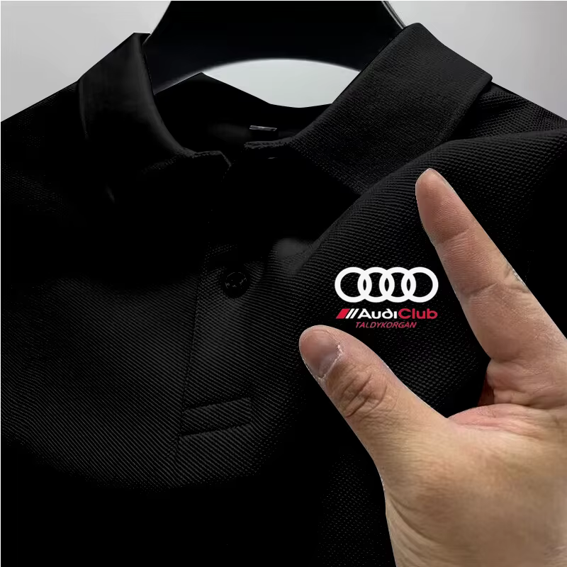 Polo Audi : Vêtement de course moto simple et tendance, à manches courtes et col rond, idéal pour le