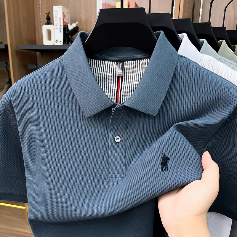Marque haut de gamme à manches courtes polo pour hommes 100% coton été luxe poney broderie Designer 