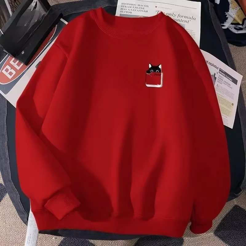 Petite boîte en papier chat noir imprimé M-8XL mâle trop résistant mode manches longues Couple vêtem