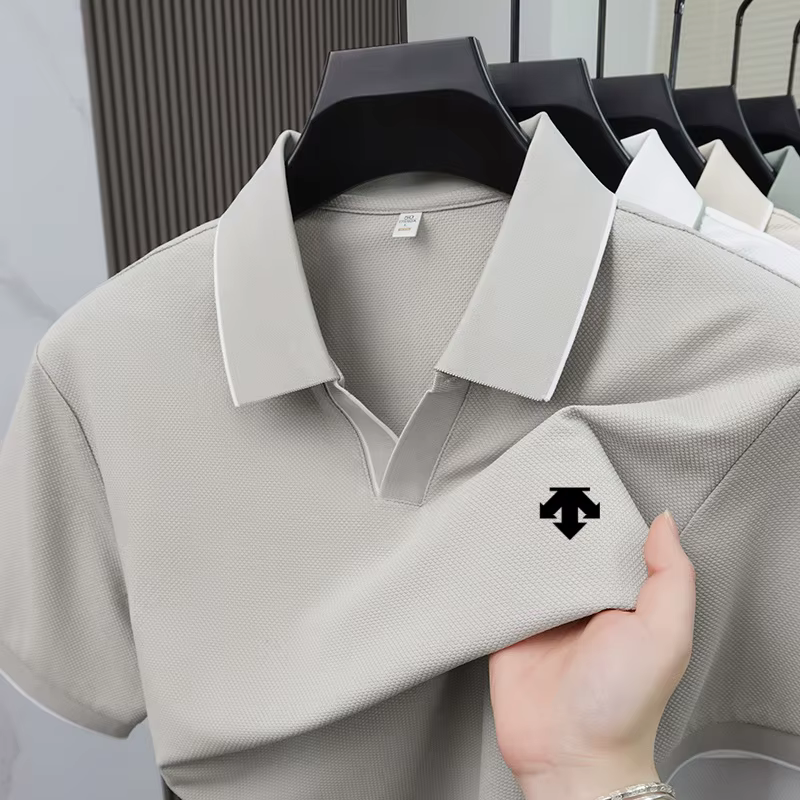 Polo brodé simple pour homme, en tissu respirant et rafraîchissant à séchage rapide, haut polyvalent