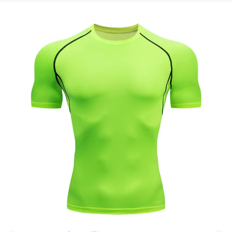 T-shirt de compression sportif pour homme 2026, couleur unie, respirant, séchage rapide, confortable