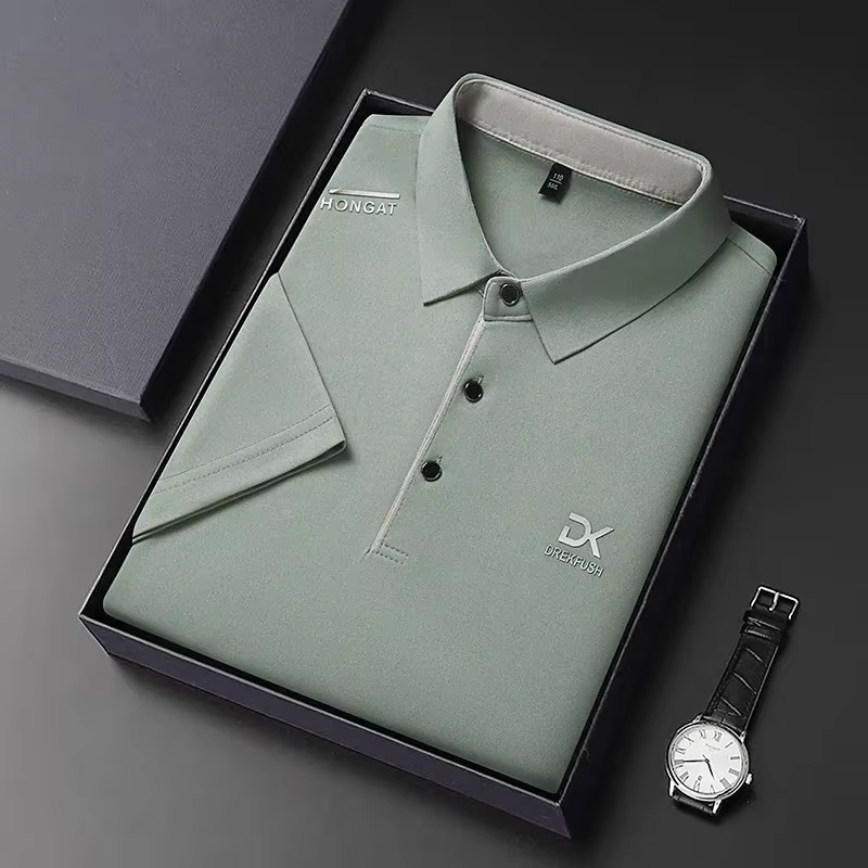 Polo à manches courtes pour hommes, couleur unie, avec Badge, à la mode, respirant, confortable, pol