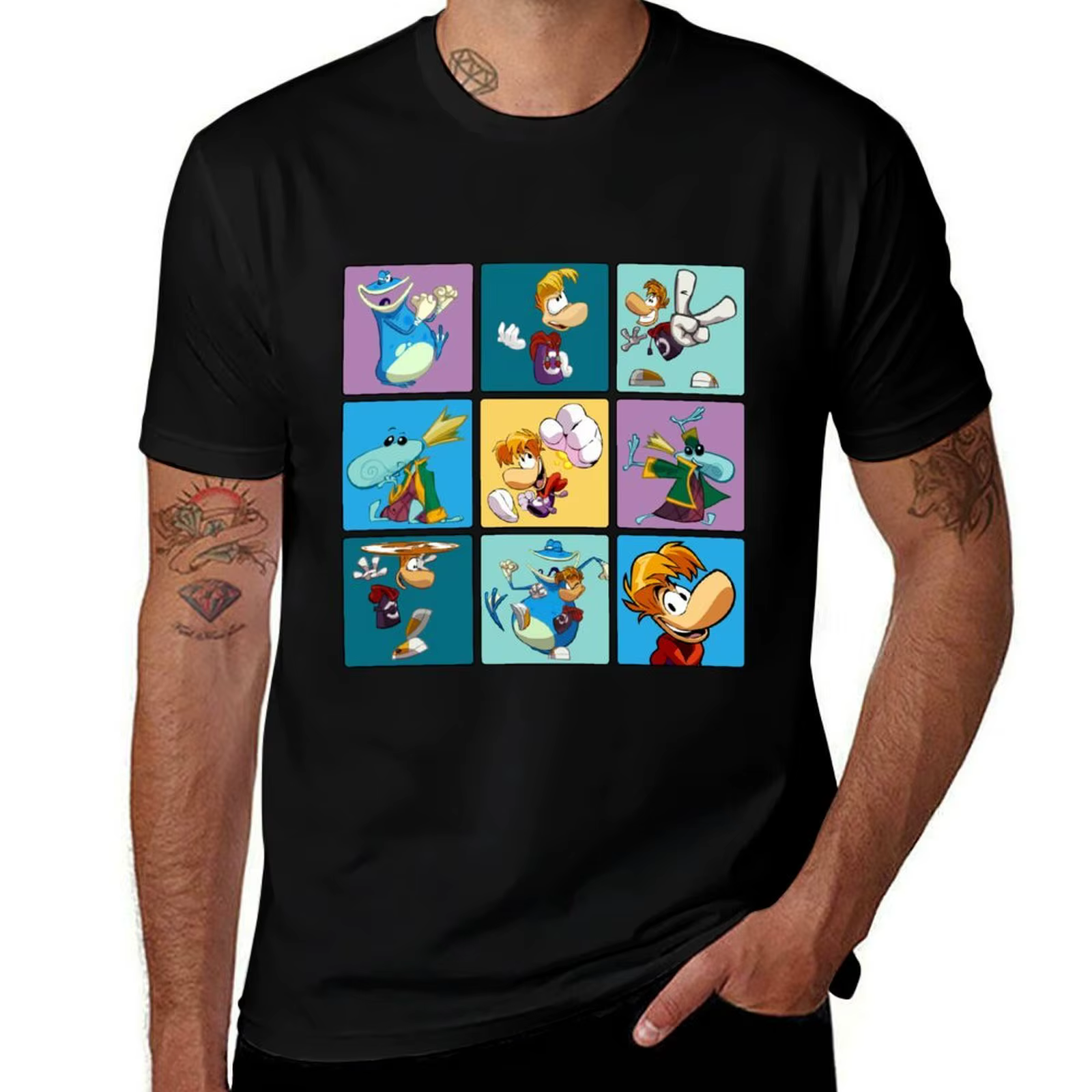 T-shirt Rayman Squares décontracté à manches courtes pour hommes