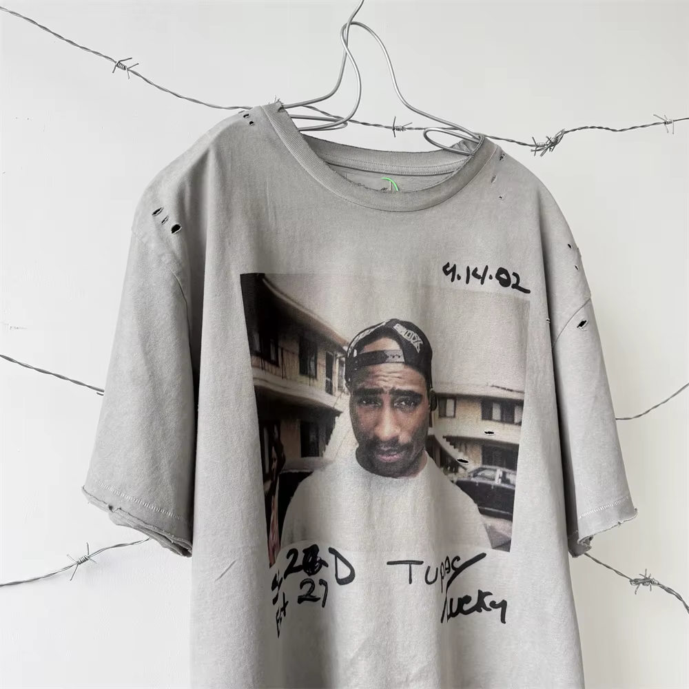 T-Shirt 2Pac THUG LIFE Saint pour hommes et femmes, T-Shirt lavé