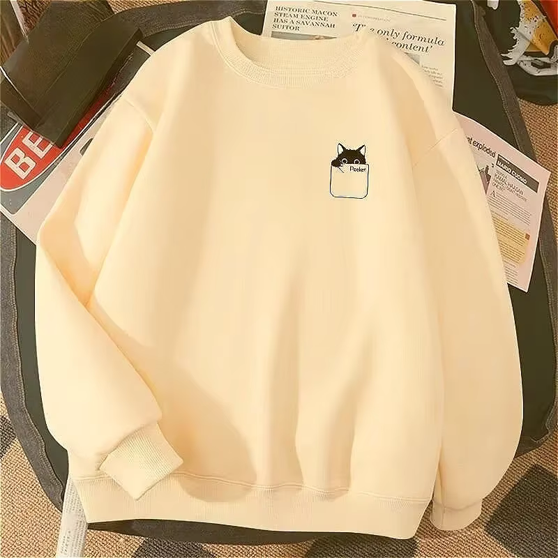 Petite boîte en papier chat noir imprimé M-8XL mâle trop résistant mode manches longues Couple vêtem
