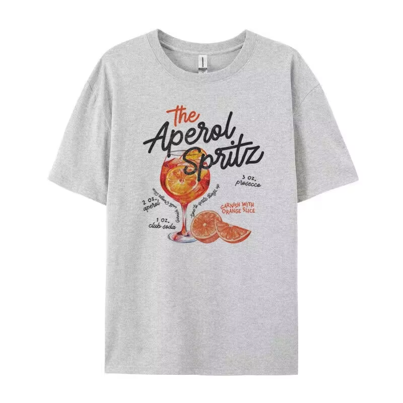Aperol Spritz Retro Cocktail Graphic Tees for Women, Cute Dclicks T Shirt, At Cotton Printed T-Shirt