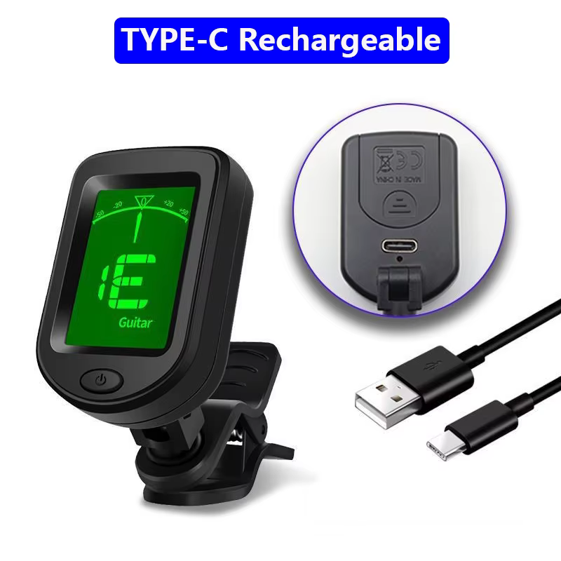 Accordeur de guitare Rechargeable pour tous les instruments, accordeur électronique à Clip pour guit