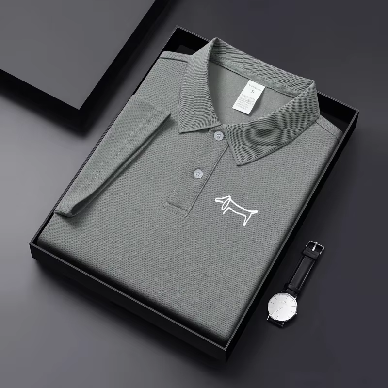 Nouveau T-shirt décontracté à col pour homme en tissu respirant de couleur unie, idéal pour le golf,