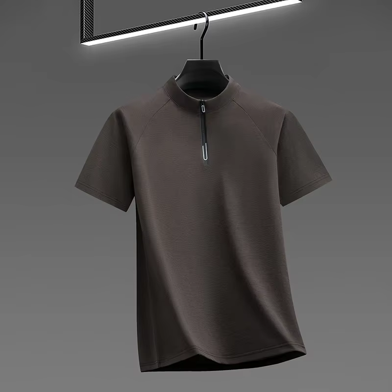 T-shirt Homme 2026 Tendance à Col Zippé – Design Minimaliste avec Fermeture Éclair – Style Décontrac