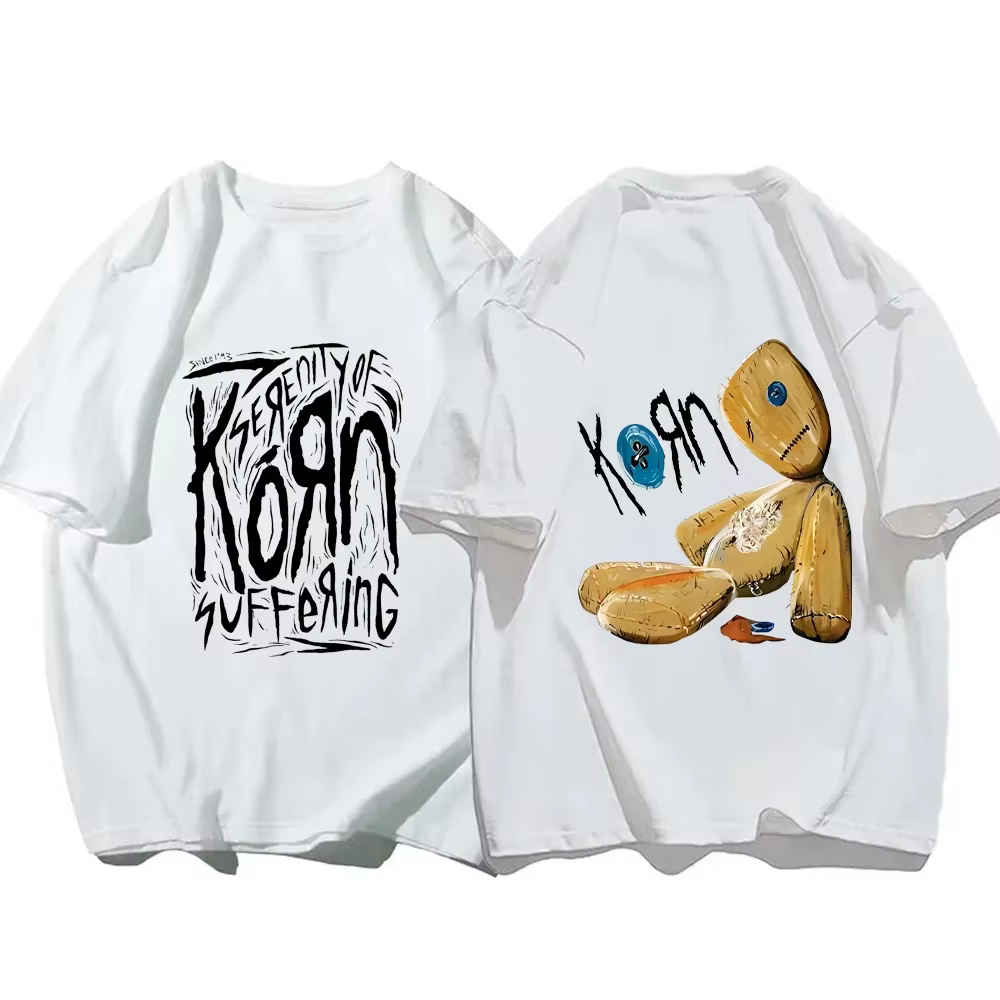 Korn Rock Band T-Shirt imprimé Korn WORLD TOUR musique T-Shirt pour hommes femmes ample à manches co