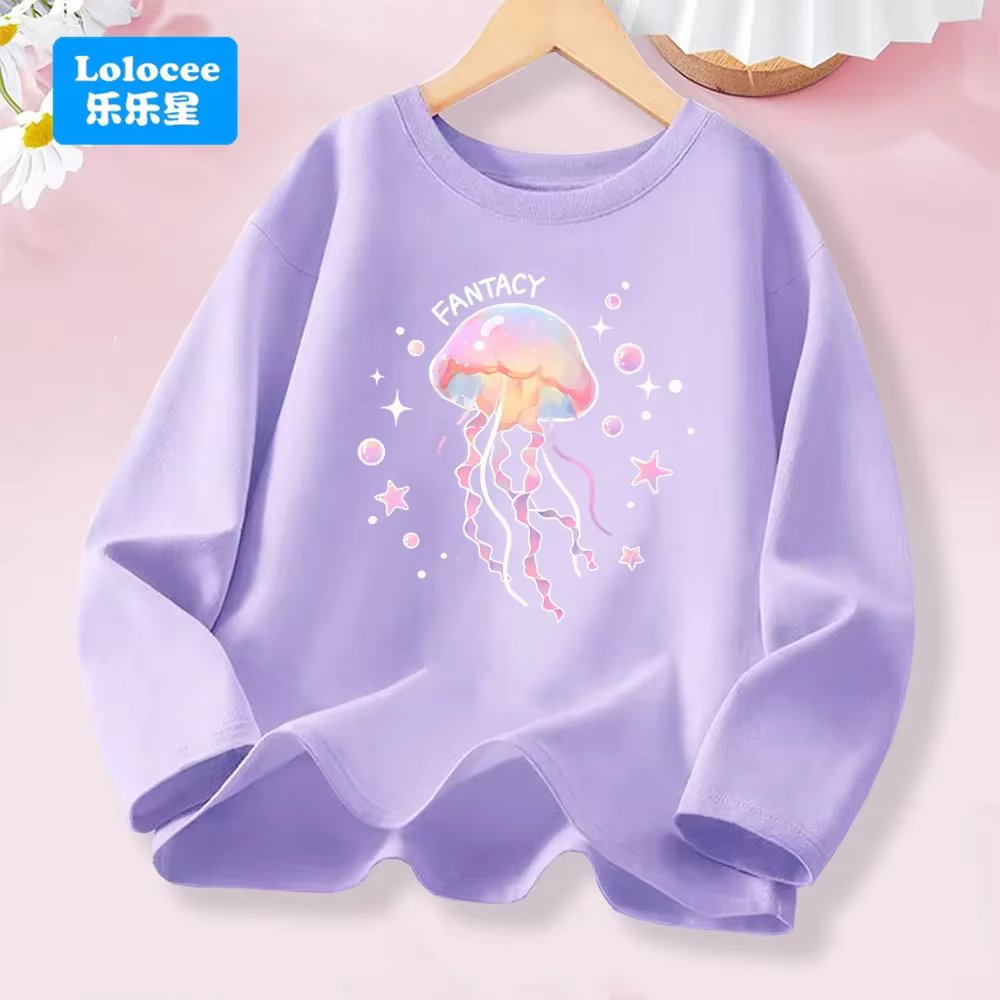 T-shirt à manches longues pour filles, avec méduse de rêve et Design «FANTACY», hauts en coton pour 