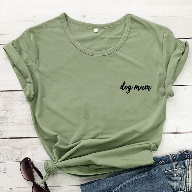 T-shirt de poche à manches courtes pour femme, chemise scopique pour maman et chien, haut mignon