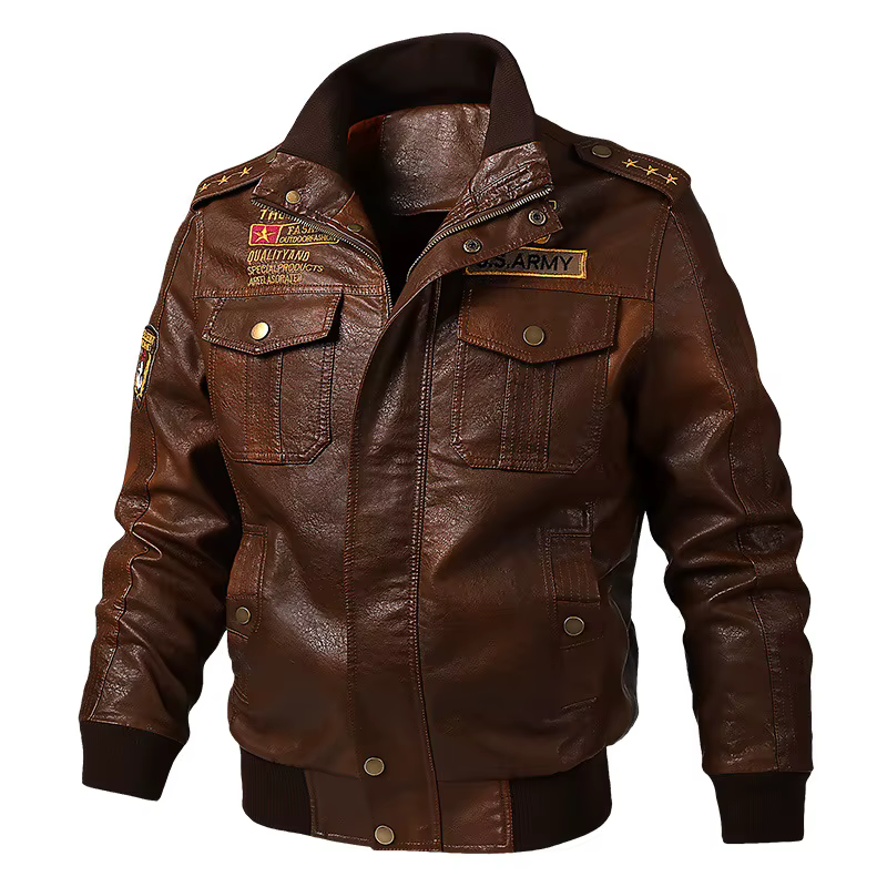 Veste brodée de baseball coupe-vent pour hommes, cuir PU, sourire épais, moto, combYouth, mâle, nouv