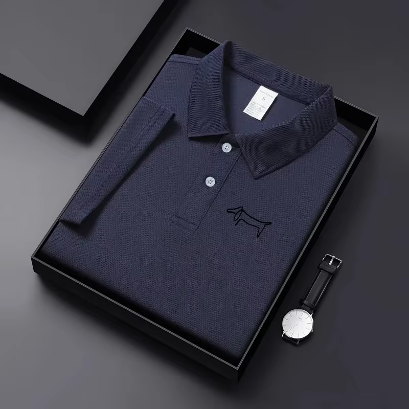 Nouveau T-shirt décontracté à col pour homme en tissu respirant de couleur unie, idéal pour le golf,