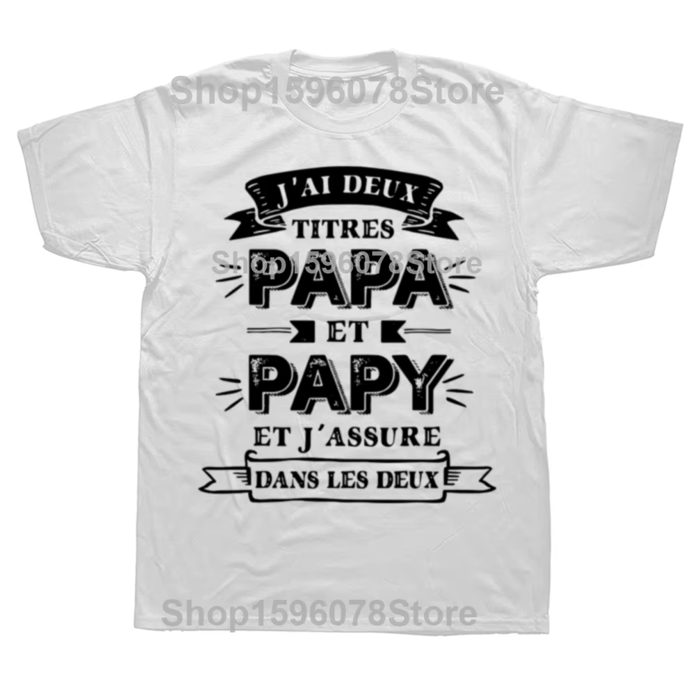 Texts français Papa et Papy cadeau hommes vêtements 100% coton doux t-shirt hauts taille ue rétro j'