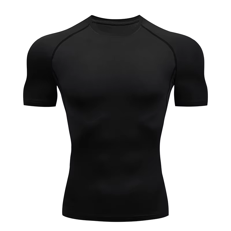 Chemise de Compression d'entraînement pour hommes, col roulé, manches longues, protection contre les